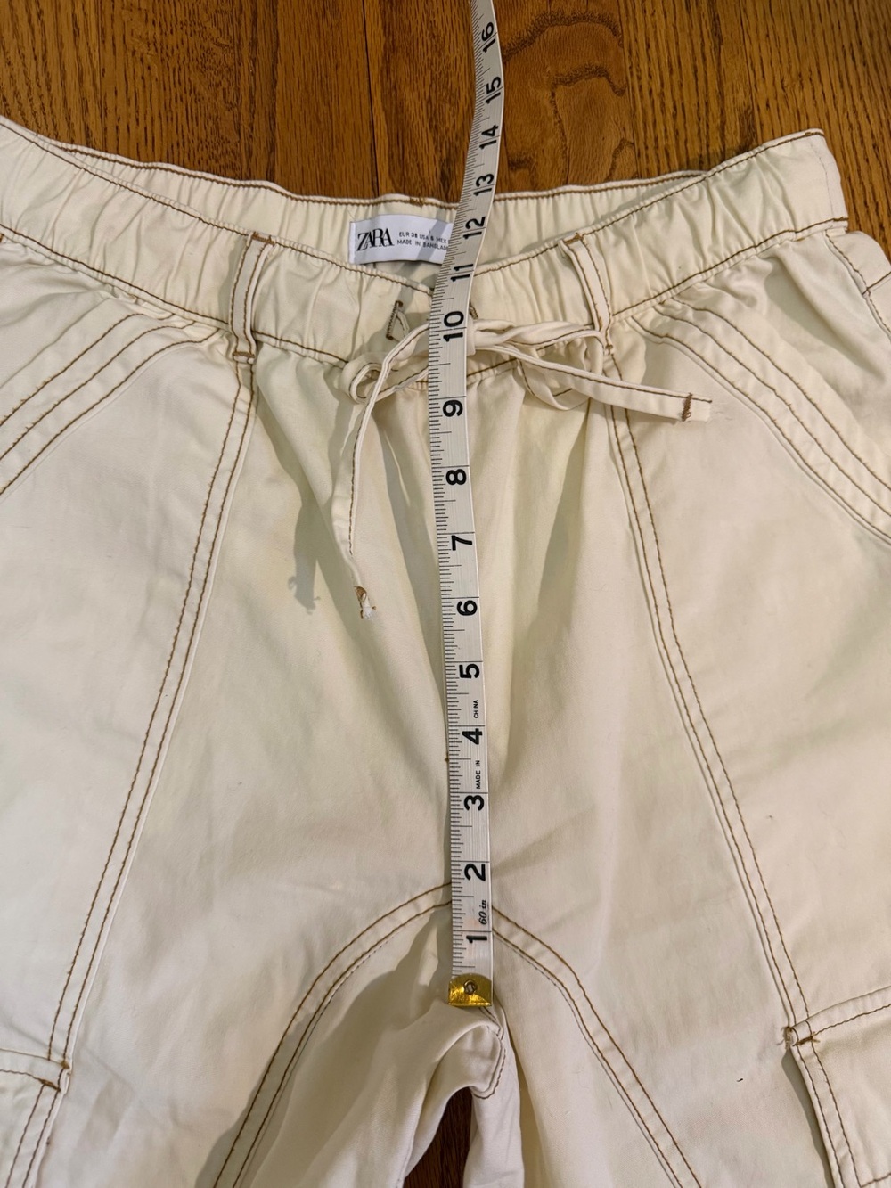 Zara Bone Utility Cargo Pants ~ Wide Leg - Picture 10 of 13